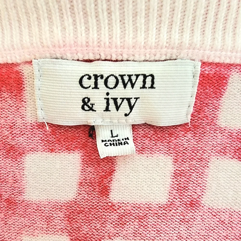 Crown & Ivy Red & White Cotton Spandex Blend Short Cardigan - Picture 7 of 7